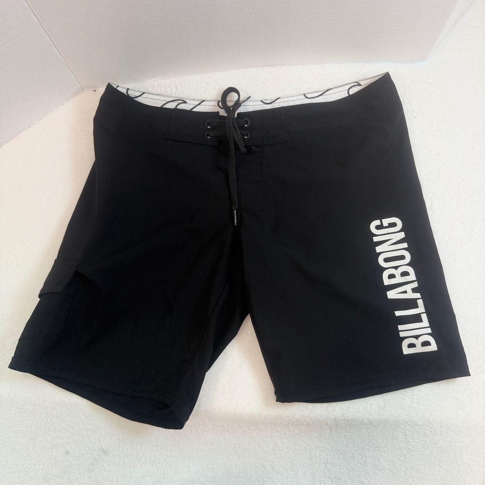 Billabong Board Shorts Womens Size 1 Black Excellent Vintage Cargo Logo J1115VES